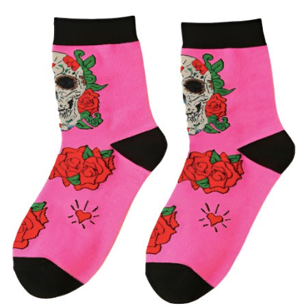 Calaquita Pink Dia De Los Muertos Crew Socks