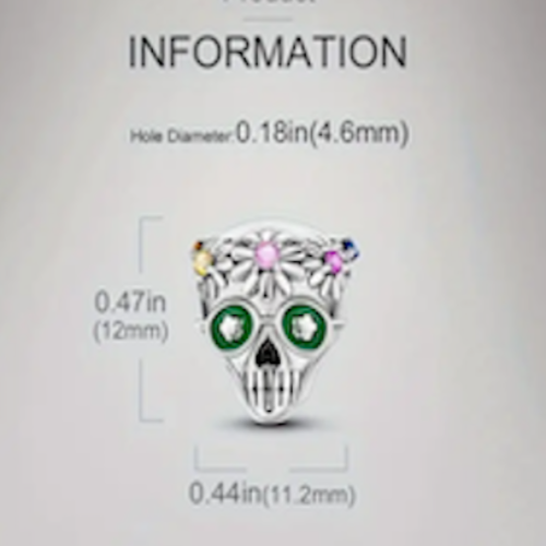 'La Fria' Flower Skull Charm