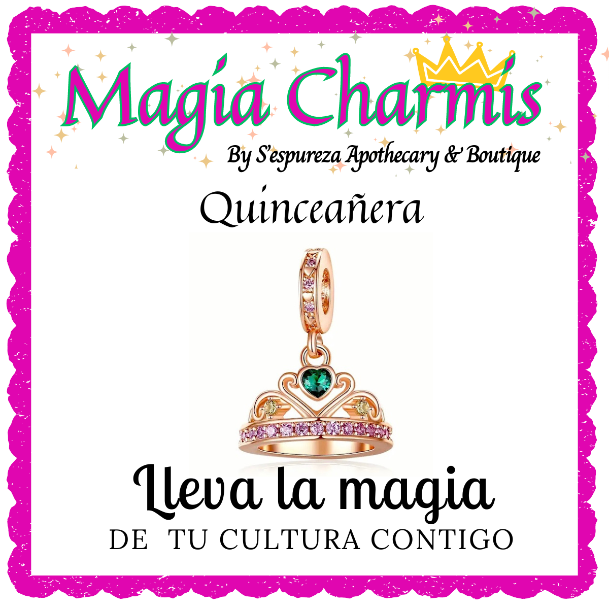 'Quinceañera' Rose Gold Crown Charm