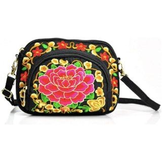 Red Flower Vintage Medium Dome Bag