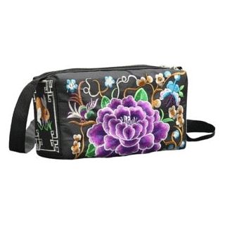 Purple Flower Embroidered Purse