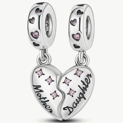 'Mi Confidente' Mother & Daughter Bling heart Charm