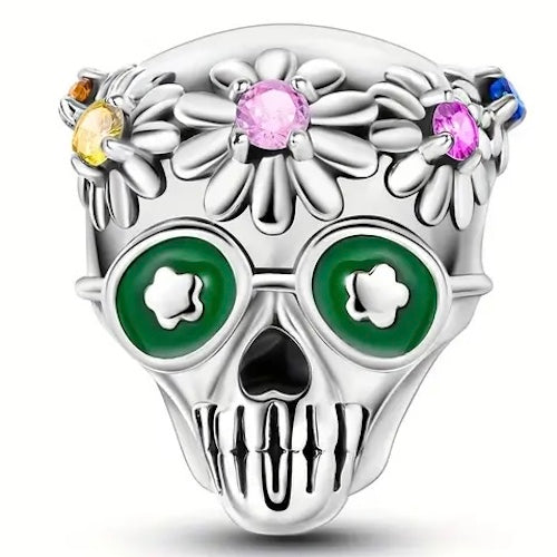 'La Fria' Flower Skull Charm