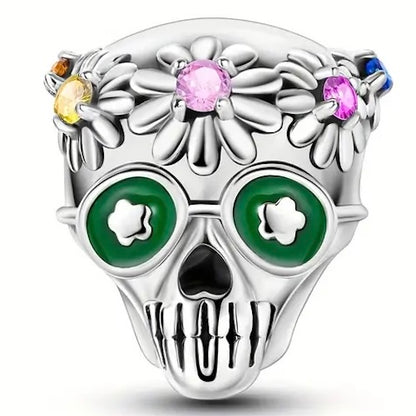 'La Fria' Flower Skull Charm