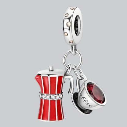 'Cafe Combate' Red Kettle & Tea Cup Charm