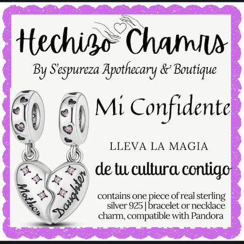 'Mi Confidente' Mother & Daughter Bling heart Charm
