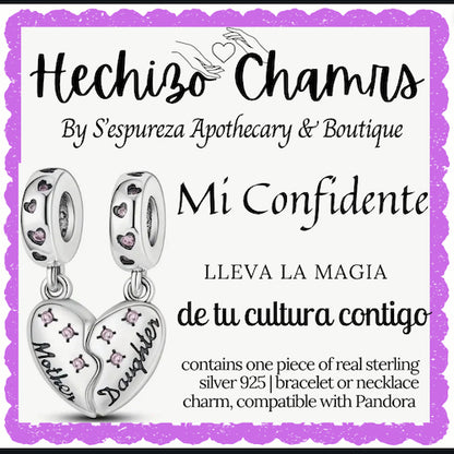 'Mi Confidente' Mother & Daughter Bling heart Charm